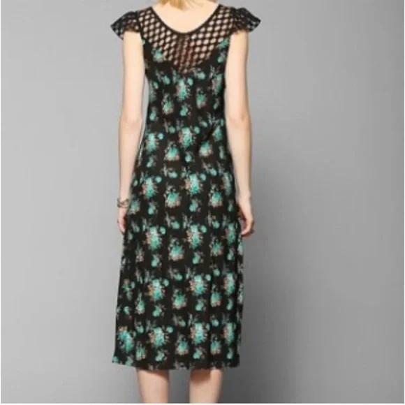 Band of Gypsies Dress SZ M BLK/Teal Lace 90s/Y2K Boho Fairy Whimsygoth Coquette - Picture 2 of 10